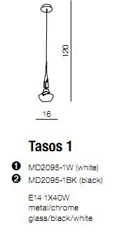 AZZARDO TASOS 1 AZ0719 czarna Lampa Wisząca