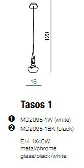 AZZARDO Tasos 1 MD2095-1W Lampa Wisząca