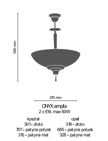 Ampla Amplex Onyx kryształ/patyna połysk 8735