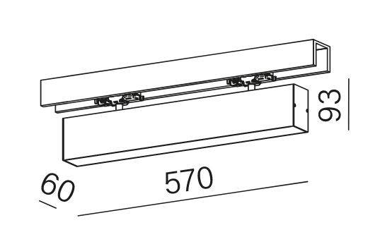 Aqform Lampa do szyno przewodu 3-fazowy SET TRU Led 16403-M930-D5-00-12 57cm