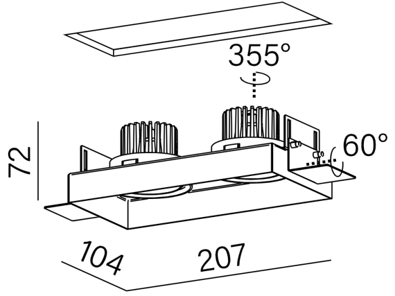 Aqform Squares Wpuszczana lampa biała 37991-M930-WW-00-13 20,7cm