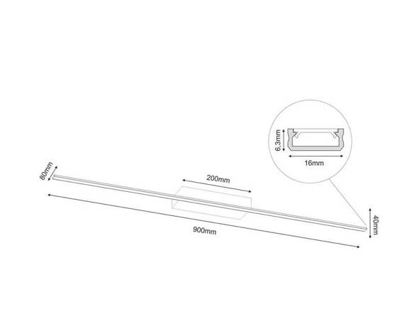 Bros Line Kinkiet Slim W Czarny 4001 długość 90 cm