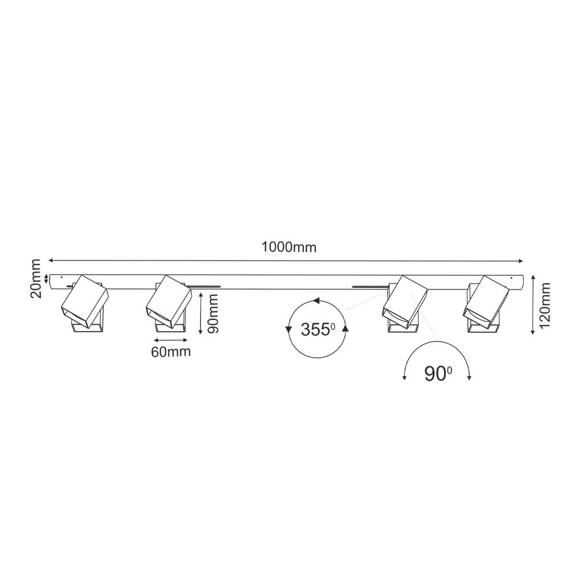 Bros Line Modułowa lampa z reflektorami 1010 Cube Line 4