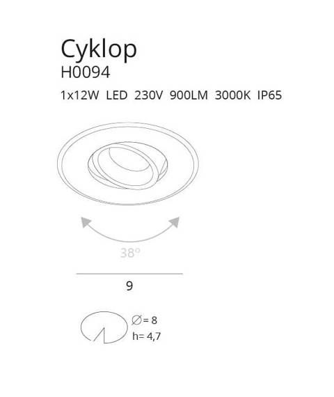 CYKLOP H0094 oprawa wpuszczana BIAŁA IP65