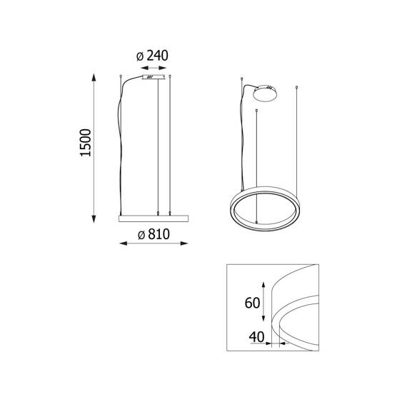 Cleoni Alfredo 1408/LA235/A5/196/3000K Lampa wisząca 81 cm  50,5W LED