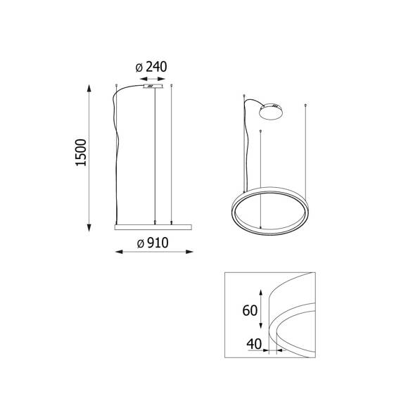 Cleoni Alfredo 1408/LA235/A6/196/3000K Lampa wisząca 91 cm  56,5W LED 