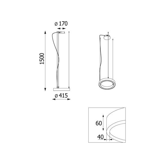 Cleoni Alfredo 41,5 cm Lampa wisząca 1408/LA235/A1/196/3000K 25W LED