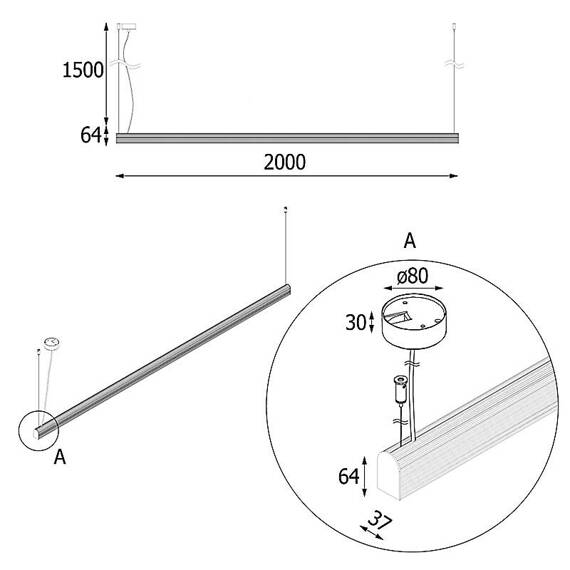 Cleoni  Avar płaski 200cm FP002/B2/OP/196/930 Lampa wisząca