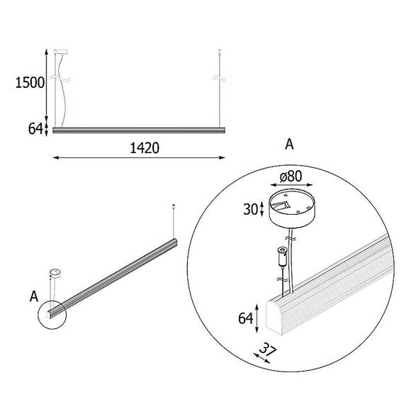 Cleoni Avar płaski FP002/B5/OP/196/930 142cm Lampa wisząca