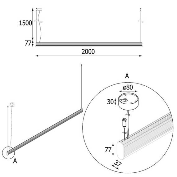 Cleoni FP002/A2/OP/196/930 Avar oval 200cm Zwis