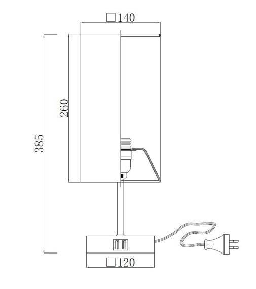 Dann Lux Design MIR BK-T DLD5302 Lampa stołowa z wyjściem USB czarna