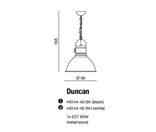 Duncan AZ1582 Lampa Wisząca Azzardo biały