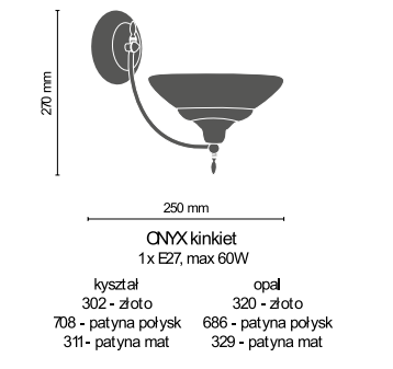 KInkiet Amplex Onyx kryształ/patyna połysk 8741