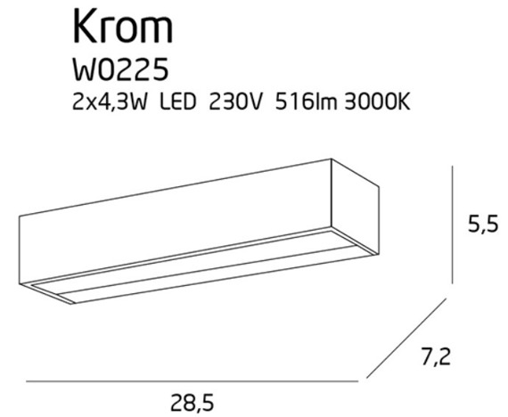 Kinkiet MaxLight Krom W0225 28,5 cm