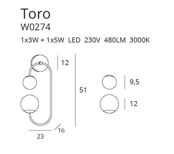 Kinkiet MaxLight Toro W0274