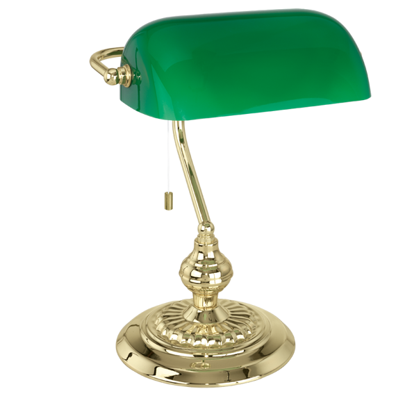 Klasyczna lampka biurkowa z zielonym kloszem Eglo BANKER