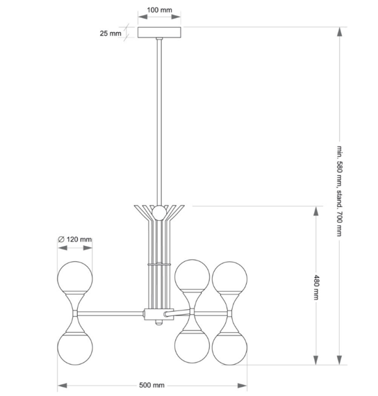 Kutek Bari Żyrandol BAR-ZW-3(Z)