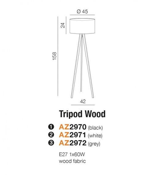 Lampa Podłogowa Azzardo Tripod Wood grey