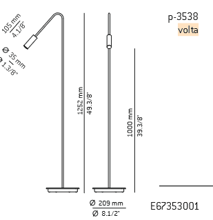 Lampa Podłogowa Estiluz Volta P-3538-M 