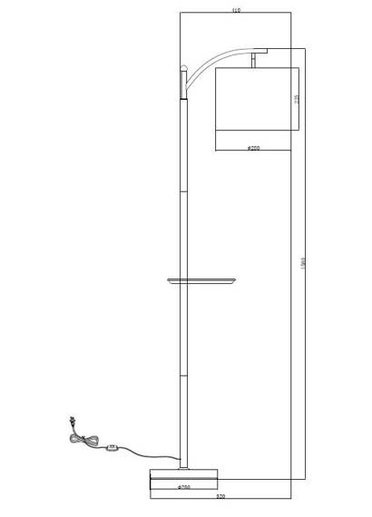 Lampa Podłogowa w kolorze czarnym Dann Lux Design ADA BK-F DLD5285