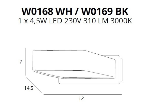 Lampa Ścienna MaxLight Tokyo W0168 WH biała kwadrat