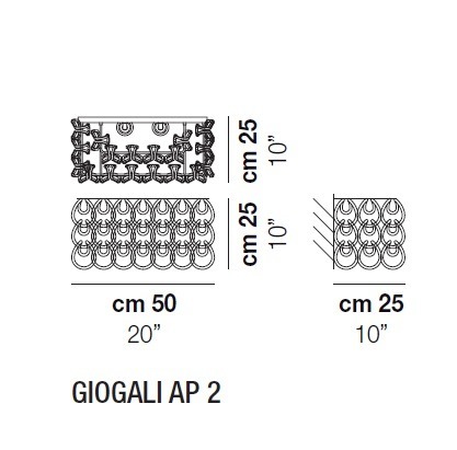 Lampa Ścienna VISTOSI GIOGALI AP2 transparentna 50 x 25 cm