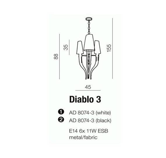 Lampa Wisząca AZZARDO Diablo 3 AZ1345 Czarna