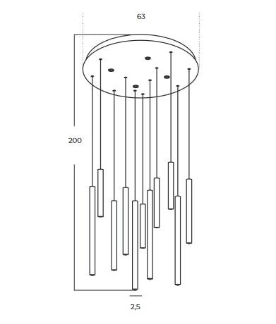 Lampa Wisząca Azzardo Ilios 12 Pendant 3-Step DIMM BK AZ5744