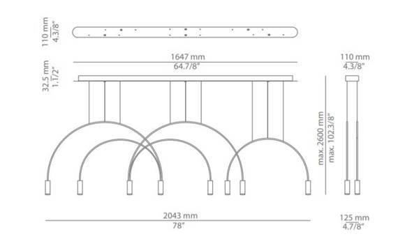 Lampa Wisząca Estiluz Volta L165.1D2T Czarno złota