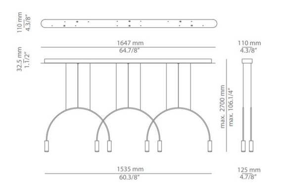 Lampa Wisząca Estiluz Volta L165.3D Czarno złota