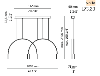 Lampa Wisząca Estiluz Volta L73.2D-M