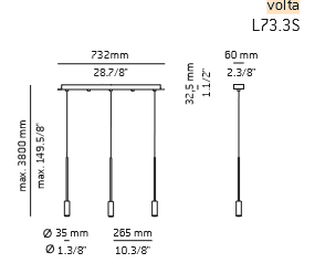 Lampa Wisząca Estiluz Volta L73.3S-M 