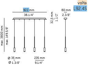 Lampa Wisząca Estiluz Volta L92.4S-M 