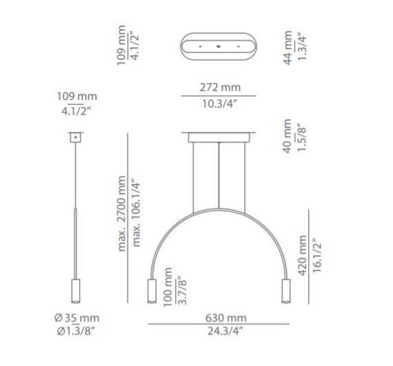 Lampa Wisząca Estiluz Volta T-3535 Czarno Złota