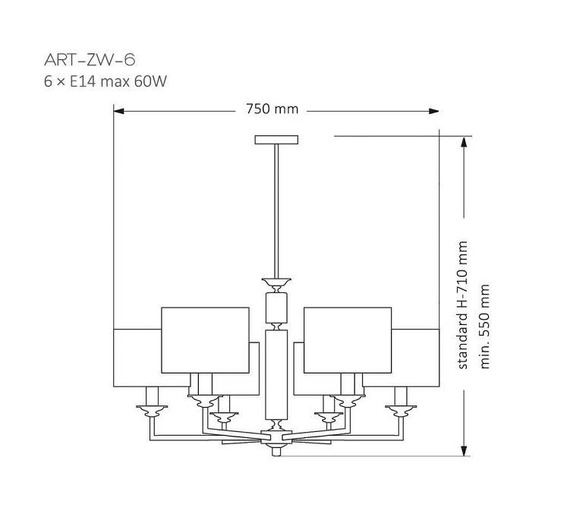 Lampa Wisząca Kutek Mood Artu 6 patyna ART-ZW-6(P)