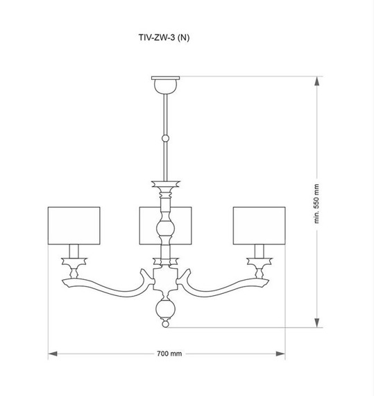 Lampa Wisząca Kutek Mood Tivoli TIV-ZW-3(P) Patyna