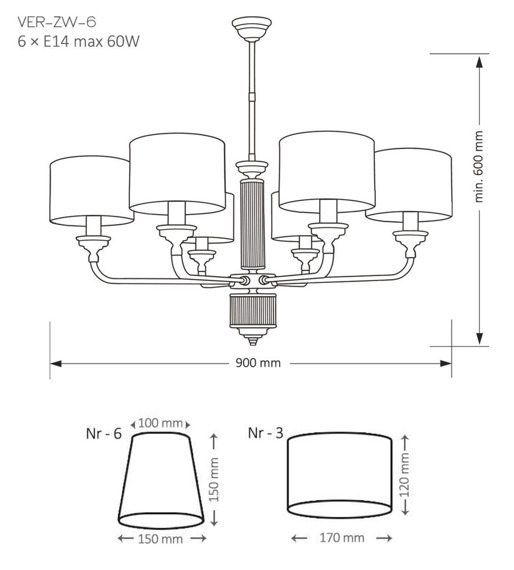 Lampa Wisząca Kutek Mood Verde VER-ZW-6(P)