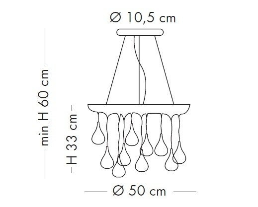 Lampa Wisząca Lampade Italiane PIOGGIA SP 1045/50S chrom 50 cm