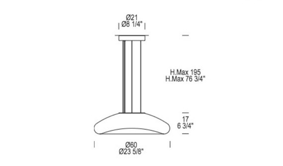 Lampa Wisząca Leucos KEYRA 60 S przezroczysta LED 60 cm