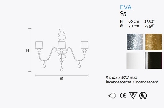 Lampa Wisząca MASIERO Eva S5 srebrna