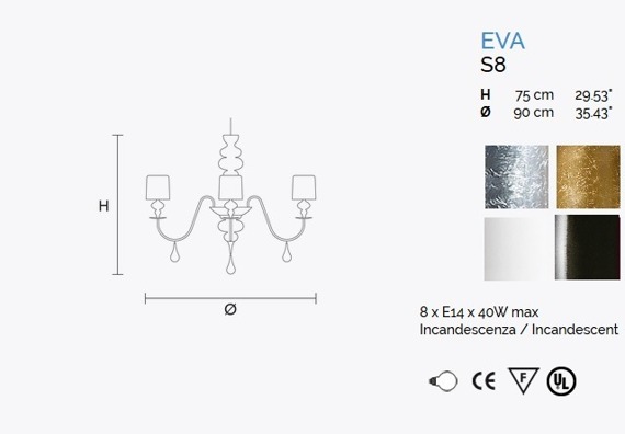 Lampa Wisząca MASIERO Eva S8 srebrna