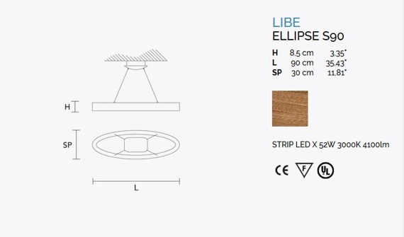 Lampa Wisząca MASIERO LIBE ELLIPSE S90