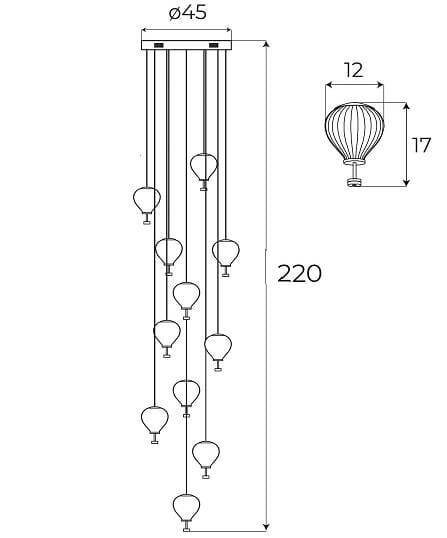 Lampa Wisząca P0526D Palloncini 11 Maxlight