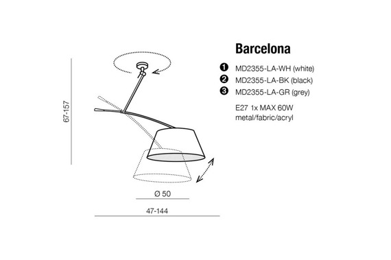 Lampa regulowana AZzardo Barcelona biała