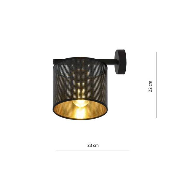 Lampa ścienna JORDAN K1 BLACK/GOLD czarny (1144/K1) - Emibig