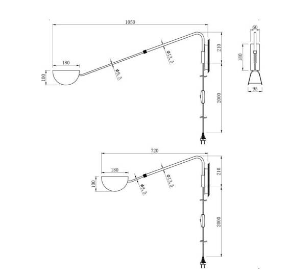 Lampa ścienna na wysięgniku Maytoni Mollis MOD126WL-01B1