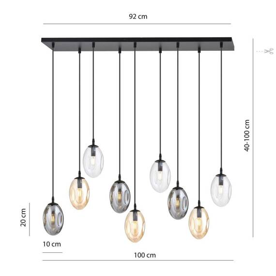 Lampa sufitowa ASTRAL 9 BL MIX czarny (1268/9M1) - Emibig