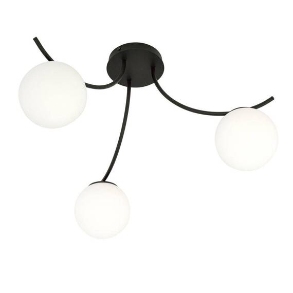 Lampa sufitowa BOSTON 3 BLACK/OPAL czarny (1109/3) - Emibig