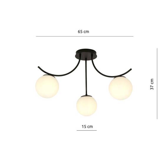 Lampa sufitowa BOSTON 3 BLACK/OPAL czarny (1109/3) - Emibig