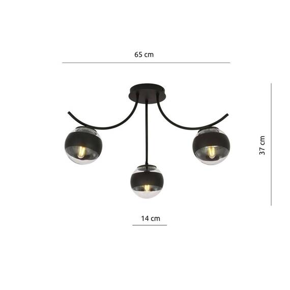 Lampa sufitowa BOSTON 3 BLACK/STRIPE czarny (1111/3) - Emibig